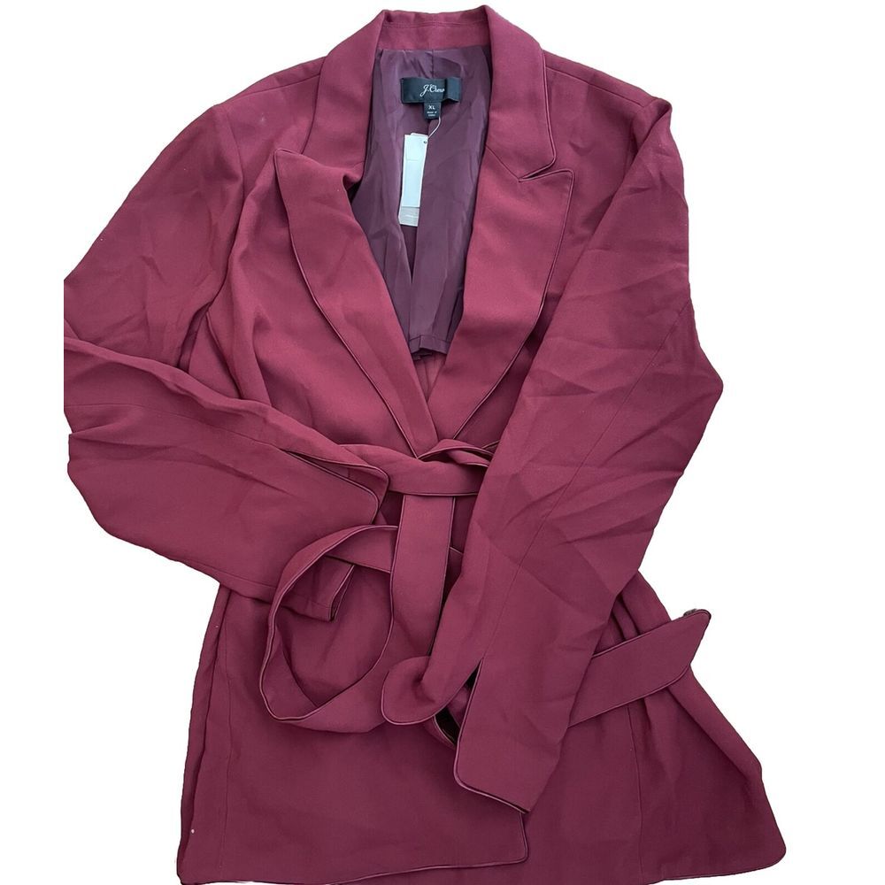 J.Crew NWT $178 Women's 365 Crepe Wrap Blazer Jacket Lapels Burgundy Red XL - Picture 4 of 5